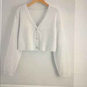 button waffle cardigan sweater